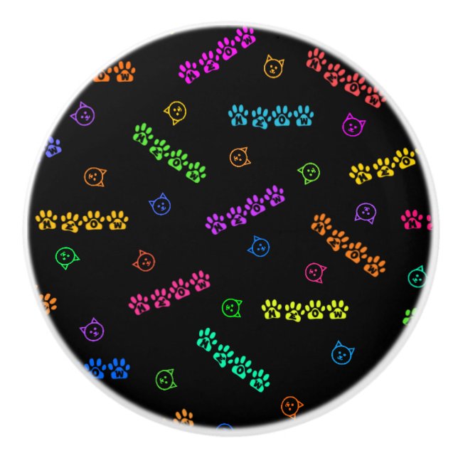 Pomo De Cerámica Impresiones de la pata del maullido (Anverso)