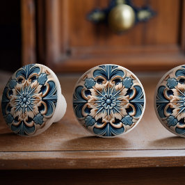 Pomo De Cerámica Indigo Azulejo azul portugués Lisboa decorativo