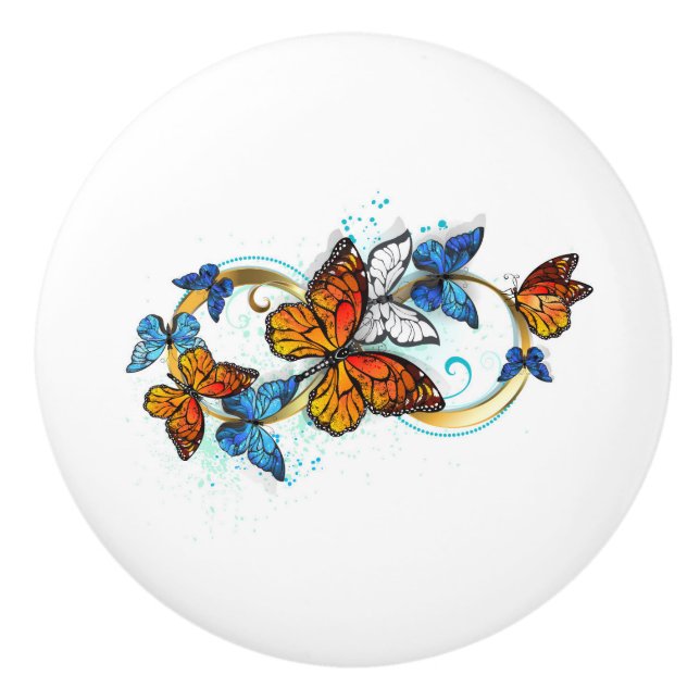 Pomo De Cerámica Infinidad de Mariposas Monarca (Anverso)