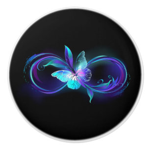 Pomo De Cerámica Infinito brillante con mariposa mágica