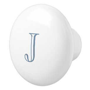 Pomo De Cerámica Inicial azul polvoriento personalizado