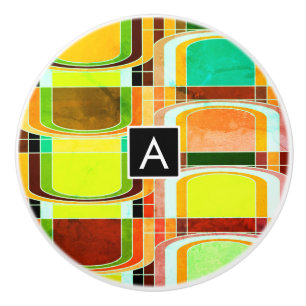 Pomo De Cerámica Inspirado en el colorido Funky Retro