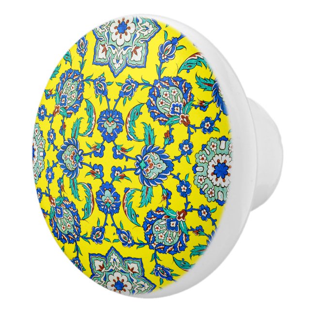 Pomo De Cerámica Intrincado patrón floral otomano Turkiye Iznik (Derecha)