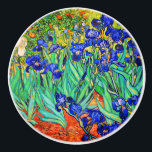 Pomo De Cerámica Irises de Vincent Van Gogh<br><div class="desc">Vincent Van Gogh Irises . Pintado en 1889, es uno de los cuadros que creó en el asilo de Saint Paul-de-Mausole en Saint-Rémy-de-Provence en Francia. Es una pintura al óleo. Esta bonita pintura al paisaje artístico representa un campo de flores de iris. Vincent Van Gogh era un artista famoso. Era...</div>