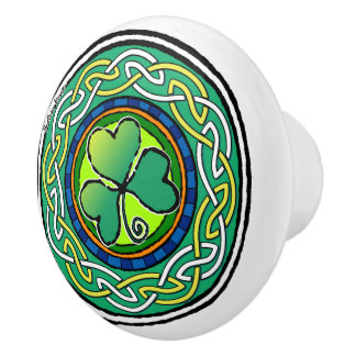 Pomo De Cerámica Irish shamrock