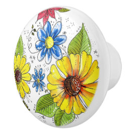 Pomo De Cerámica Jardín de flores coloridas