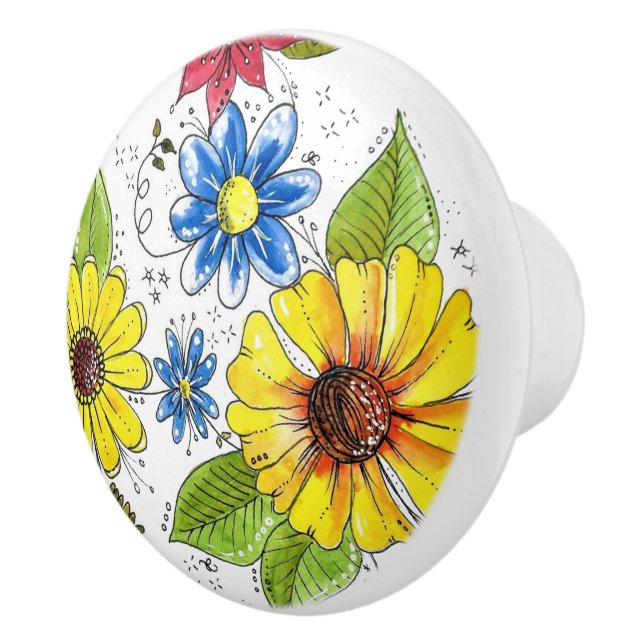 Pomo De Cerámica Jardín de flores coloridas (Derecha)