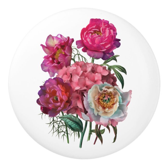 Pomo De Cerámica Jardín de flores románticas (Anverso)