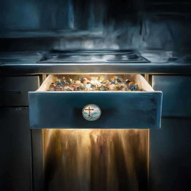 Pomo De Cerámica Jesús colgado de una cruz de crucifixión cristiano (Subido por el creador)