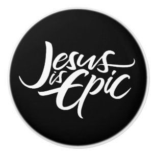Pomo De Cerámica Jesús es una caligrafía cristiana épica