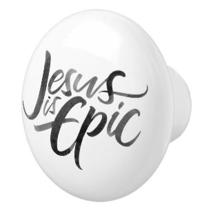 Pomo De Cerámica Jesús es una caligrafía cristiana épica