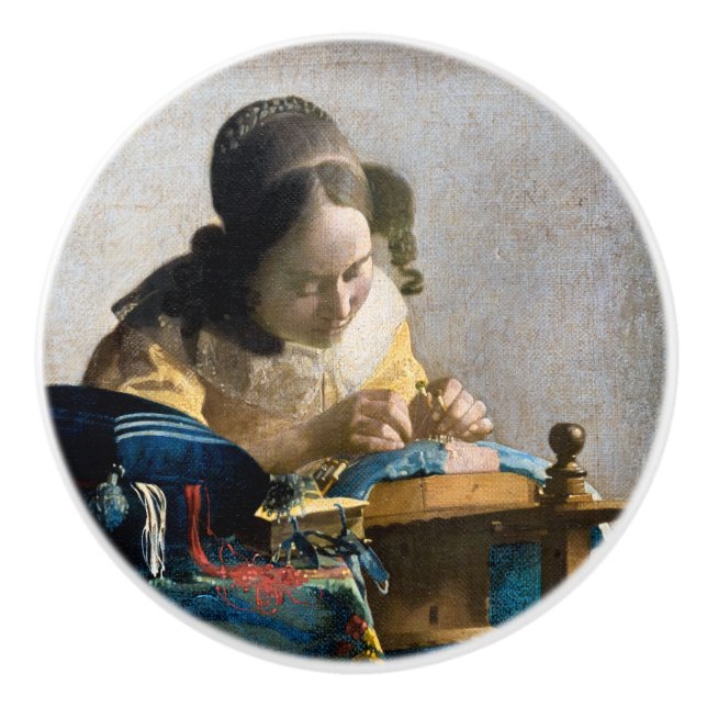 Pomo De Cerámica Johannes Vermeer - El Lacemaker (Anverso)
