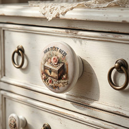 Pomo De Cerámica Joyería Vintage Shabby Chic Rosas Rosadas