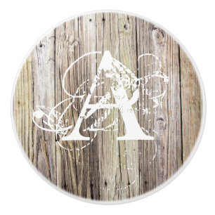 Pomo De Cerámica Juntas rusas de madera con monograma Shabby Chic