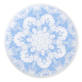 Pomo De Cerámica Kaleidoscopio floral azul y blanco