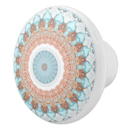 Pomo De Cerámica Kaleidoscopio floral del océano azul Rosa