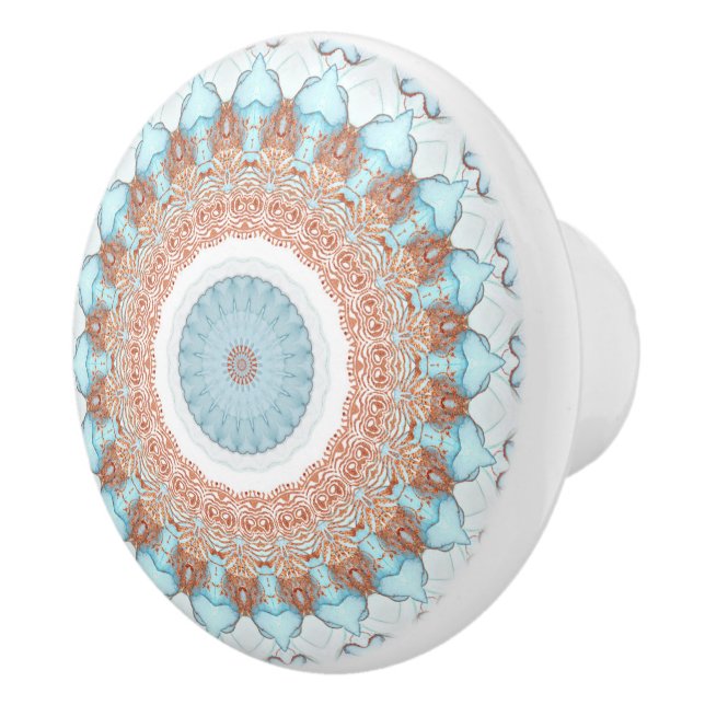 Pomo De Cerámica Kaleidoscopio floral del océano azul Rosa (Derecha)