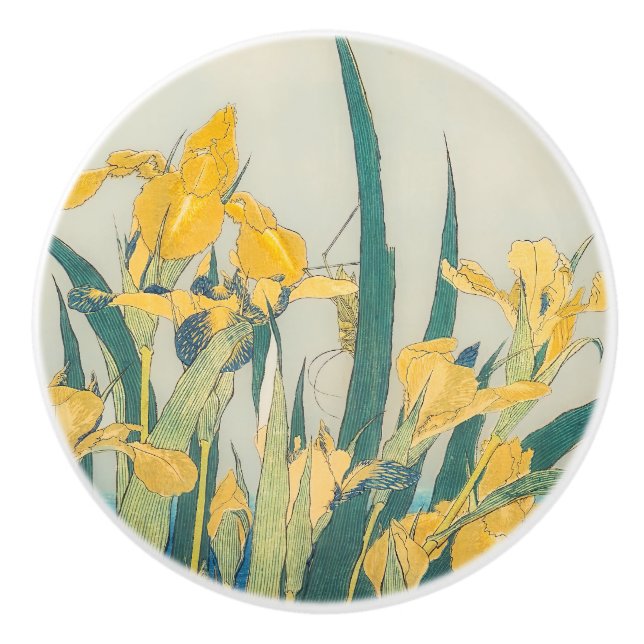 Pomo De Cerámica Katsushika Hokusai - Grasshopper e Iris (Anverso)