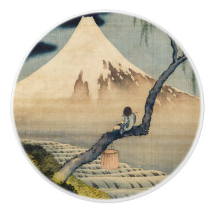 Pomo De Cerámica Katsushika Hokusai - Muchacho viendo el Monte Fuji