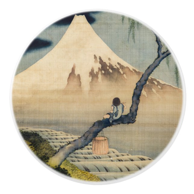 Pomo De Cerámica Katsushika Hokusai - Muchacho viendo el Monte Fuji (Anverso)