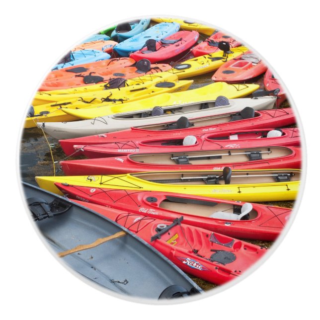 Pomo De Cerámica Kayaks coloridos (Anverso)