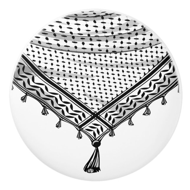 Pomo De Cerámica Keffiyeh palestino Scarf tejido tradicional (Anverso)
