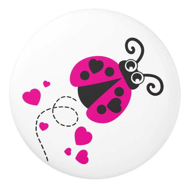Pomo De Cerámica Kids ladybug rosa ladybird insecto perilla gráfica (Anverso)