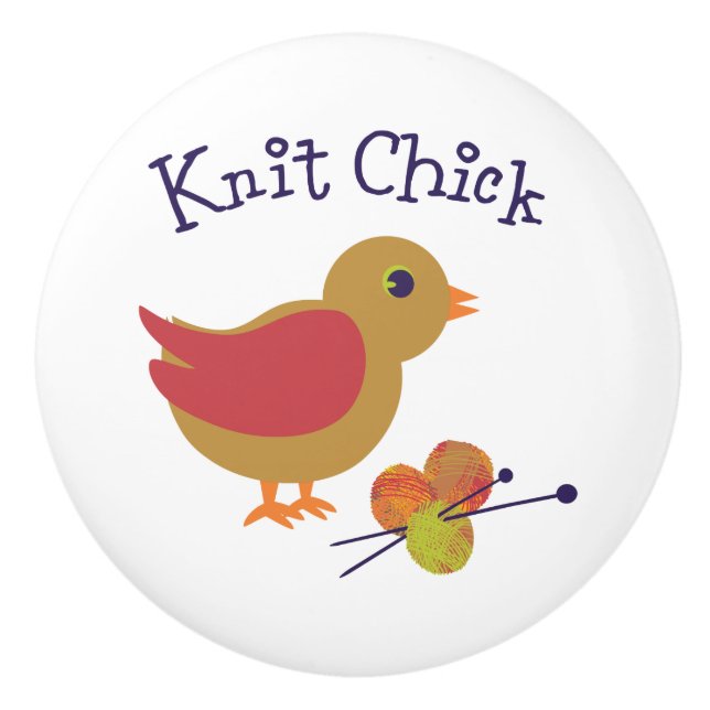 Pomo De Cerámica Knit Chick (Anverso)