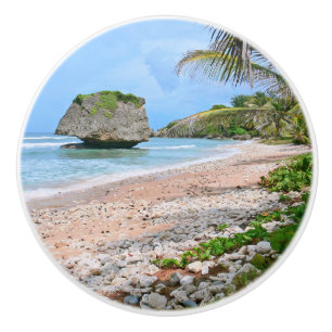 POMO DE CERÁMICA KNOB CERAMIC/ ESCENA DE PLAYA BARBADOS/ROCA GRANDE