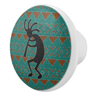 Pomo De Cerámica Knob cerámico Turquesa Kokopelli del Suroeste