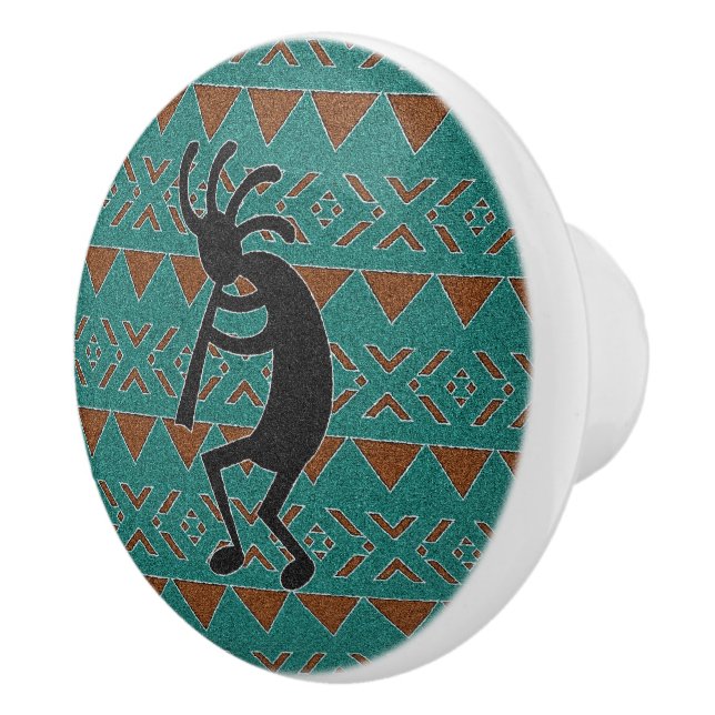 Pomo De Cerámica Knob cerámico Turquesa Kokopelli del Suroeste (Derecha)