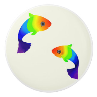 Pomo De Cerámica Knob del gabinete de peces arco iris