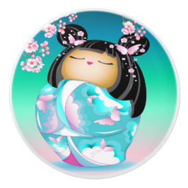 Pomo De Cerámica Knob japonés de cerámica de muñeca Kokeshi