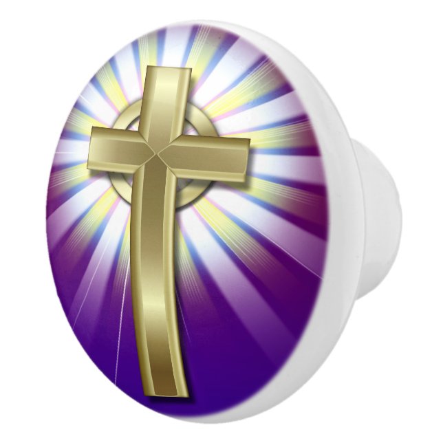 Pomo De Cerámica Knob religioso de cerámica cruzada (Derecha)