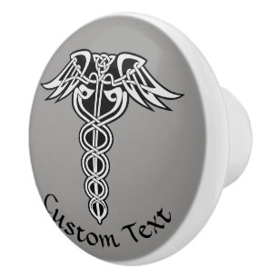 Pomo De Cerámica Knot Caduceus Celtic