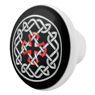 Pomo De Cerámica Knot Celtic Red Metallob