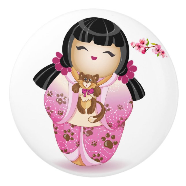 Pomo De Cerámica Kokeshi Doll Series Updates Knob Cerámico (Anverso)