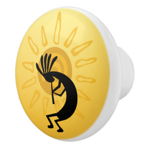 Pomo De Cerámica Kokopelli Golden Sun Southwest Doña