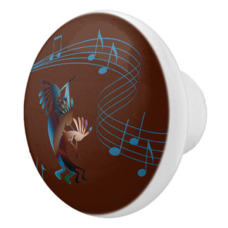 Pomo De Cerámica Kokopelli Music Brown