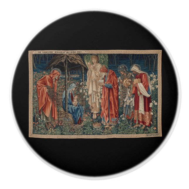 Pomo De Cerámica La adoración del Magi (por Edward Burne-Jones) (Anverso)