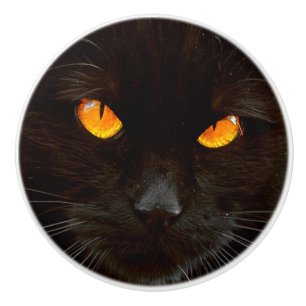 Pomo De Cerámica La cara del gato de Halloween