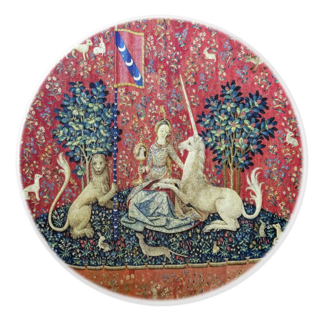 Pomo De Cerámica La dama y el unicornio, la vista (Anverso)