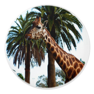 Pomo De Cerámica La Graciosa Giraffe Que Apunta La Lengua,