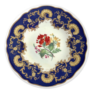 Pomo De Cerámica La mano antigua pintada de China luce flor azul co