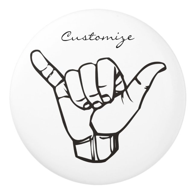 Pomo De Cerámica La ola Shaka Brah en Hawaii Thunder_Cove (Anverso)