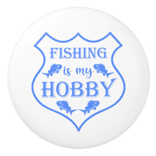 Pomo De Cerámica La pesca es mi cita escudo de hobby en el escudo