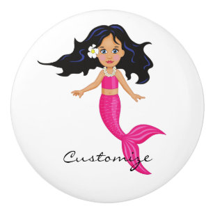 Pomo De Cerámica La sirena de cola rosada Thunder_Cove