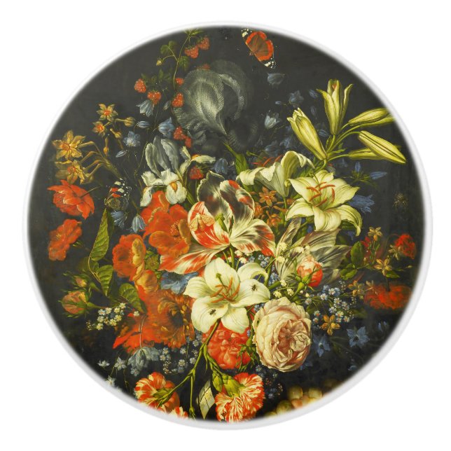 Pomo De Cerámica La vida con flores y fruta (Anverso)