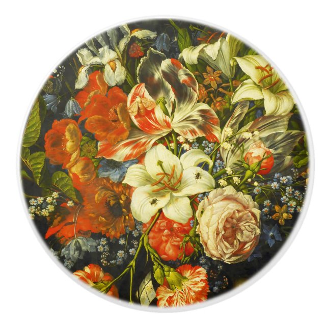 Pomo De Cerámica La vida con flores y fruta (Anverso)