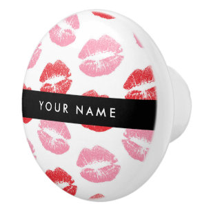 Pomo De Cerámica Labios rojos, labios rosados, besos, tu nombre, pe